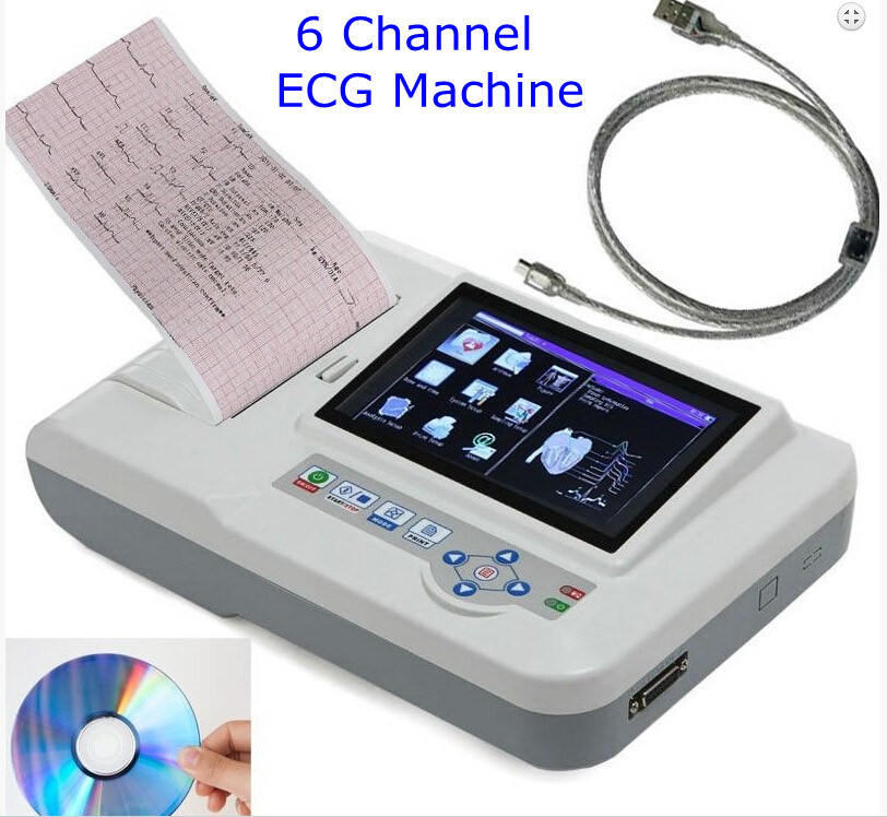 CE Professional 7 Inch Touch Screen 6 Channel Digital Electrocardiograph ECG Machine 12 Lead EKG-923s Including PC Software -Maggie