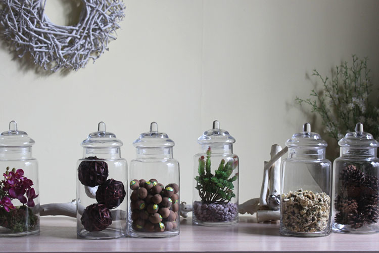 Glass Storage Jar with Lid, Glass Candy Jar
