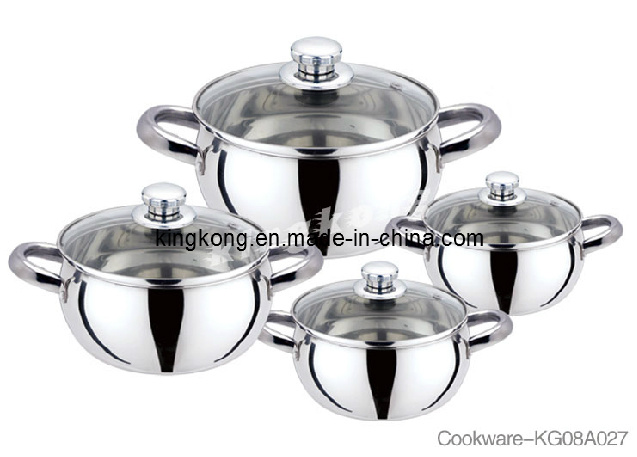 8PCS Stainless Steel Tableware with Glass Lid (KG08A027)