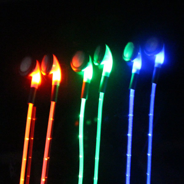 Colorful LED Light Earphone for Cellphone with Microphone