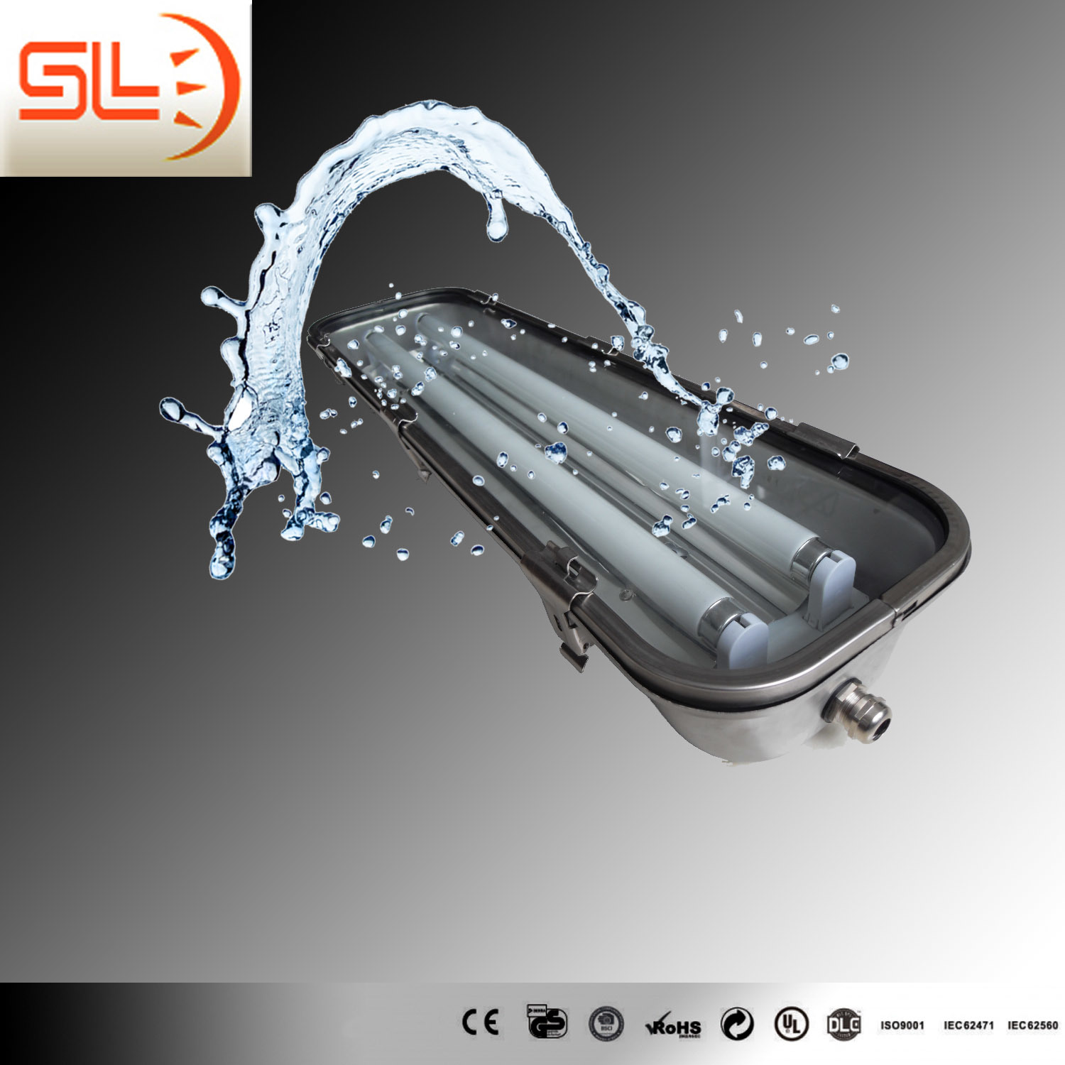 Stainless Metal Waterproof Bracket with 2X58 T8 Tube