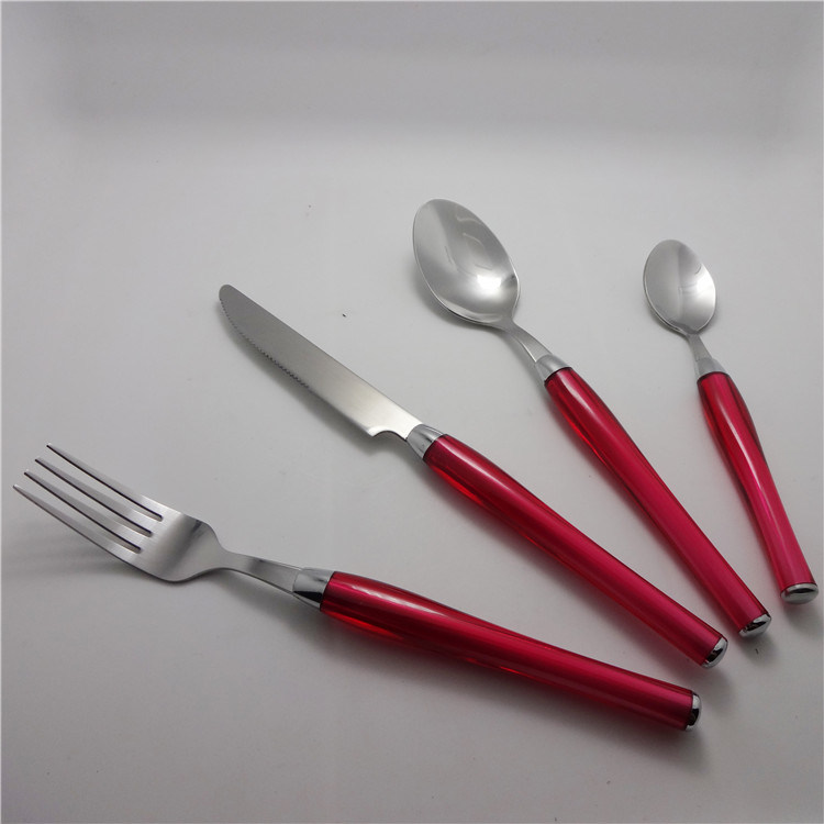 Stainless Steel Knife and Fork Spoon Plastic Handle Cutlery Gifts Tableware (Q105)