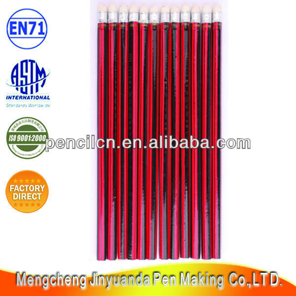 Classic Red &Black Stripped Pencil with Rubber