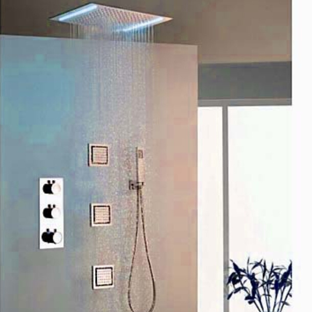 Electric Power Single Color Rainfall Shower Set with Body Jets