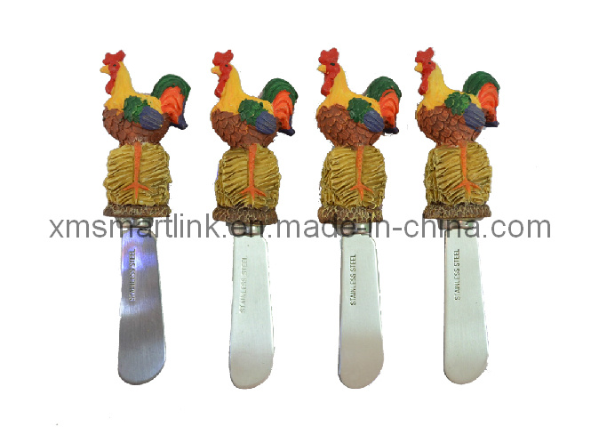 Poly Resin Farm Rooster Handle Butter Spreader
