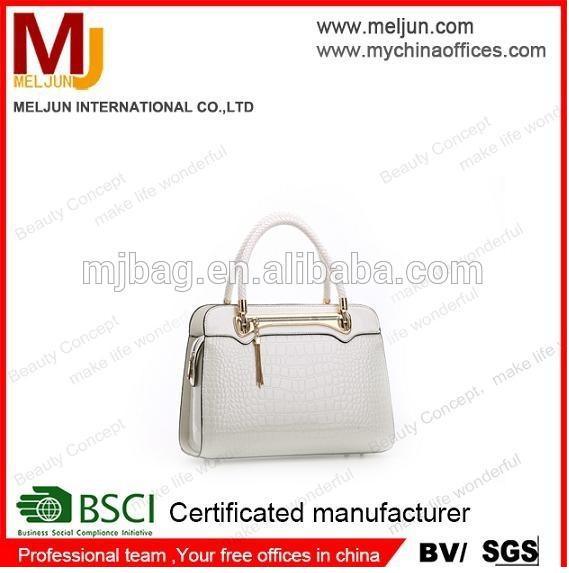 Latest White Fashion Beauty Promotional Hot Selling PU Tote Bag Handbag (MJH-150533)