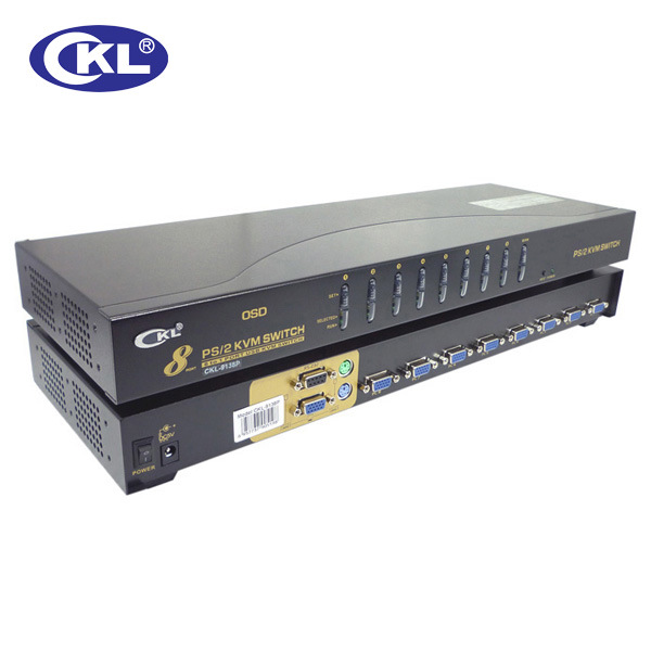 Ckl 8 Ports 8 in 1 out VGA PS2 Kvm Switch with OSD Menu with 8 PCS Cables