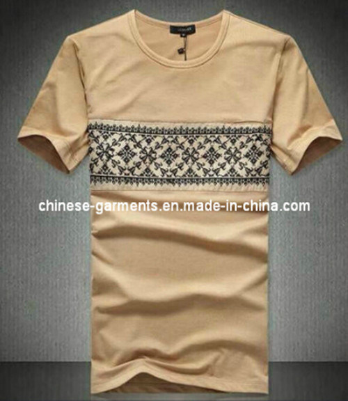 Summer Flax Embroider100% Cotton T-Shirt