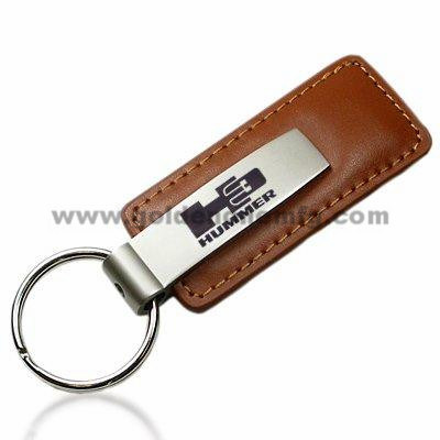 Customised Printed Brown PU Leather Key Chain (LK115)