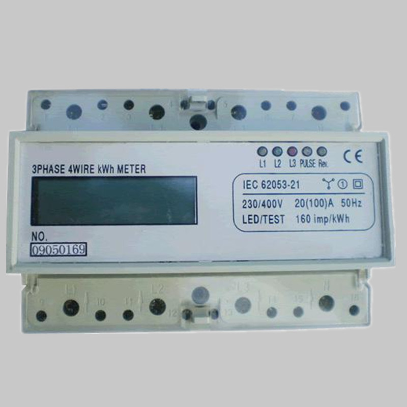 Three Phase Four Wire Active Energy Electronic DIN Rai Meter