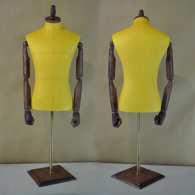 PU Wrapped Male Torso Mannequi with Wood Arm