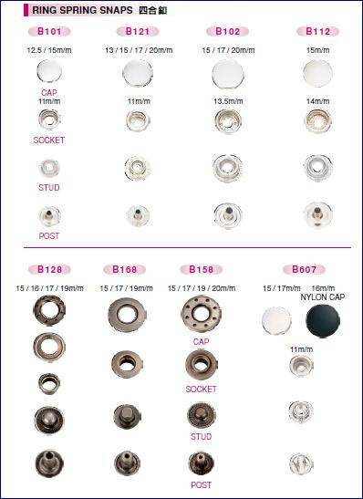 Snap Button, Ring Spring Snap, Snap Fastener
