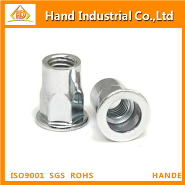 Flat Head Half Hex Open End Rivet Nut Fastener