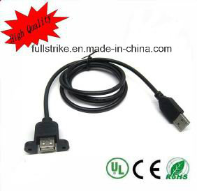 USB 2.0 Am-Af Panel Mount Cable with Lock Screw