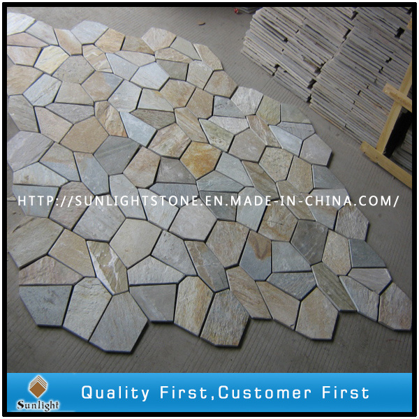 Meshed Irregular Black/Grey /Rusty Slate for Paving Stone