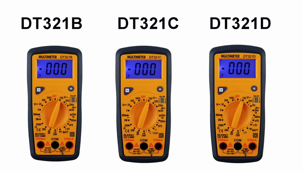 Large Screen and Back Light Multimeter with CE &RoHS (DT321 series)