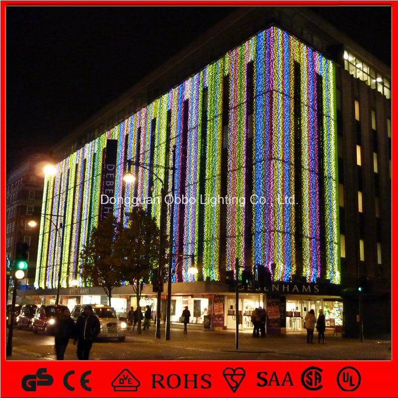 LED Light Shopping Mall Holiday Decoration, Colorful Light up Hanging Curtain Decoration