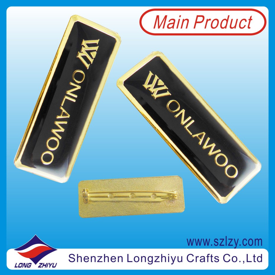 Rectangle Gold Epoxy Enamel Name Badge Holder (LZY-10000344)