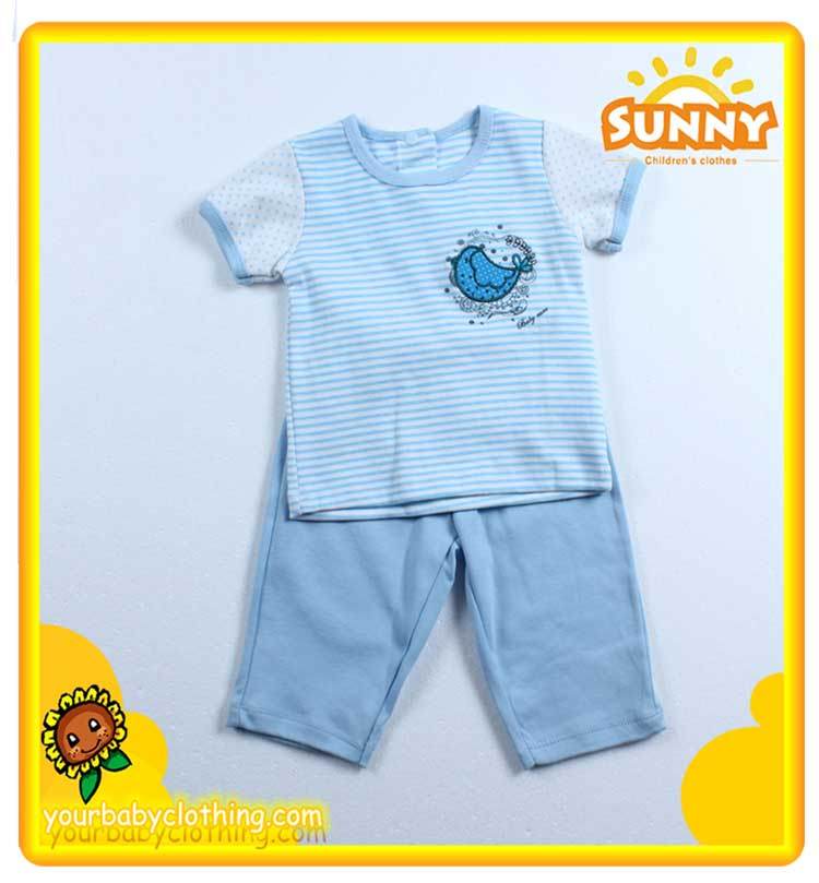 Lovely Blue Striped Summer Baby Boys Clothing Set