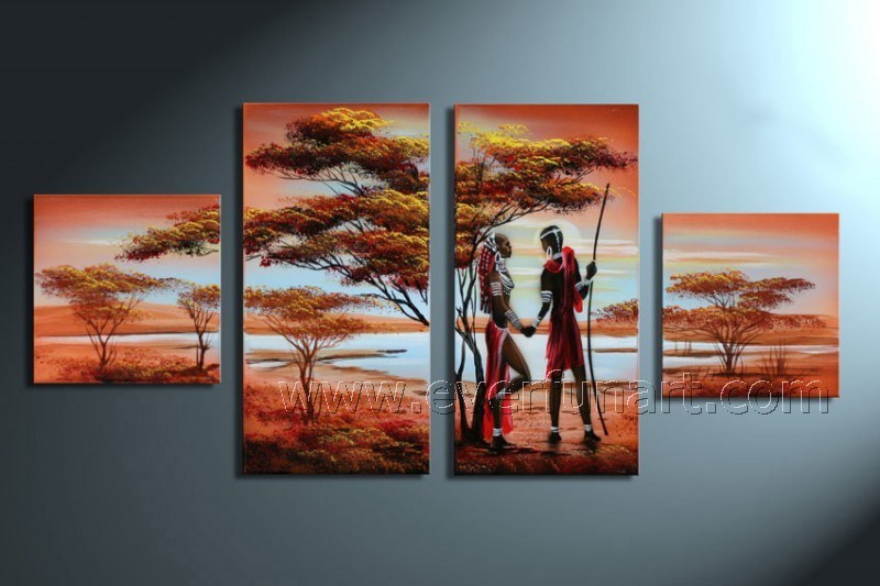 African Couple Oil Painting on Canvas Art (AR-004)