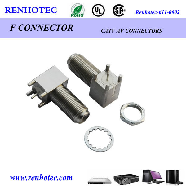 F Connector Female Through Hole Right Angle PCB Mount