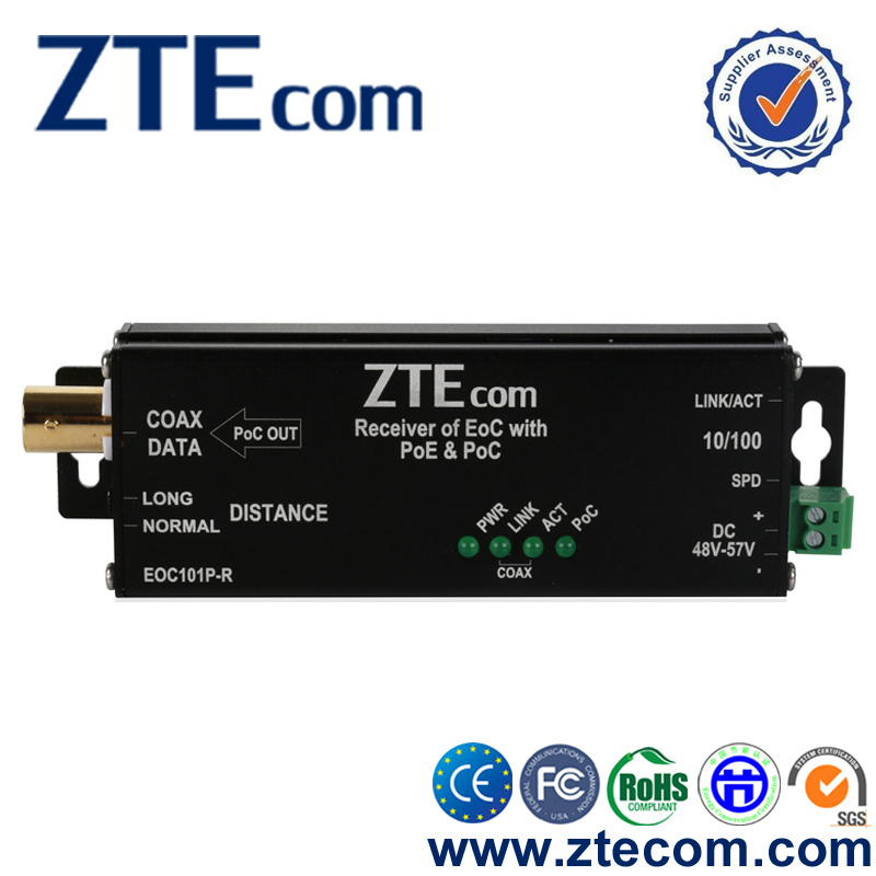Transmitter/Receiver of 10/100base-TX Ethernet Over Coaxial with PoE & PoC