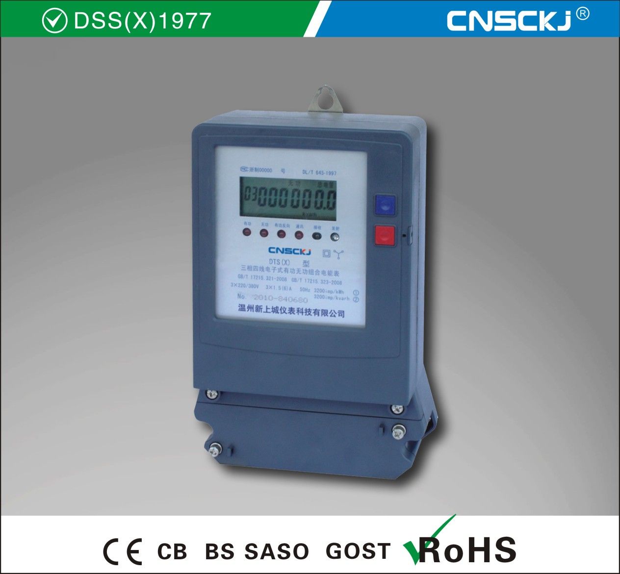 Three Phase Electronic Active and Reactive Integration Energy Meter (DSS(X)1977)