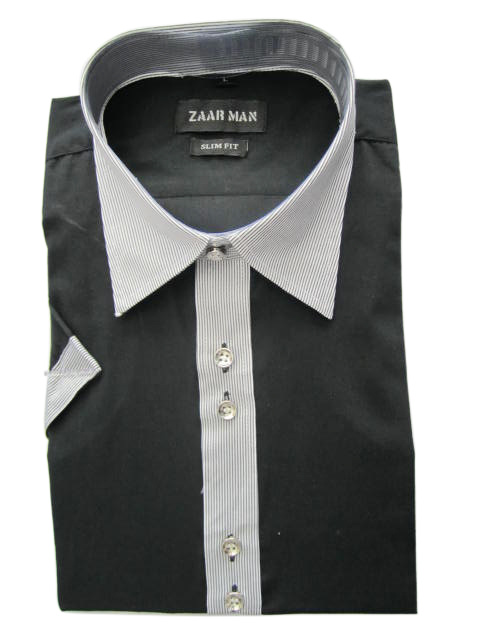 Classic Color White&Black Montaged Style Men Dress Shirt