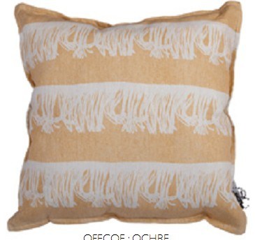 Cotton/Linen Cushion Cover with Yellow Fringing Printing (LN015)