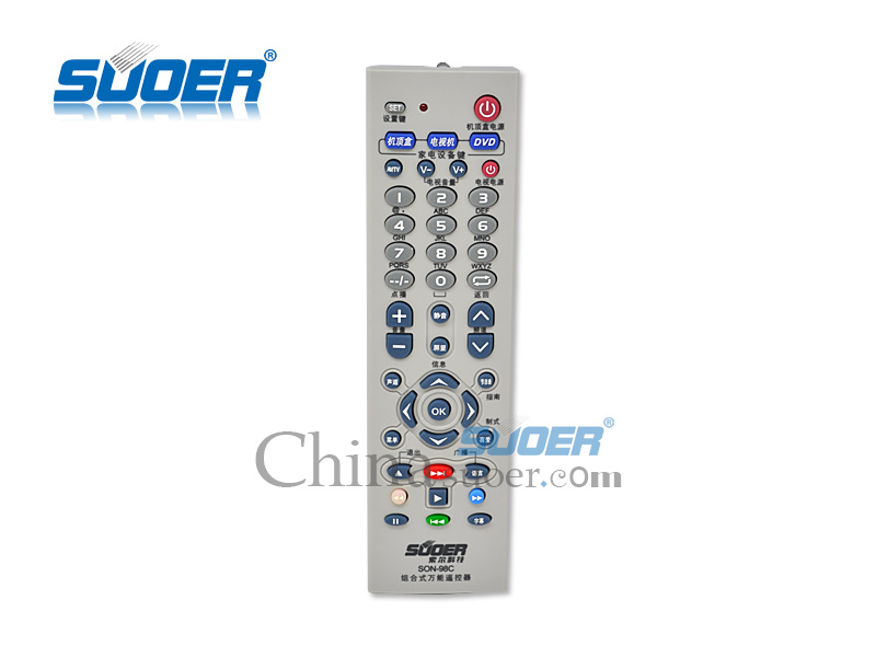 Suoer Low Price Universal Set Top Box TV DVD 3 in 1 Universal Remote Control (S0N-98C)