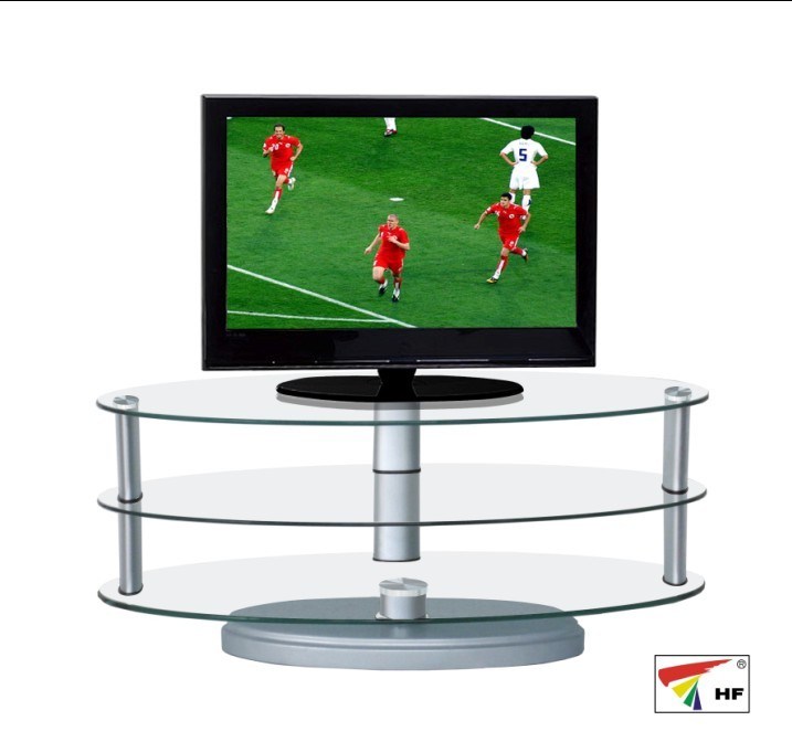 Clear Oval Tempered Glass TV Stand (TV063)