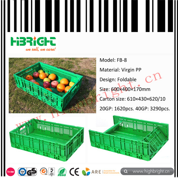 Plastic Vegetable Fruit Foldable Crate for Farm