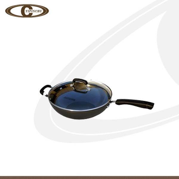 Eco-Friendly Black Non-Stick Coating Wok with Lid