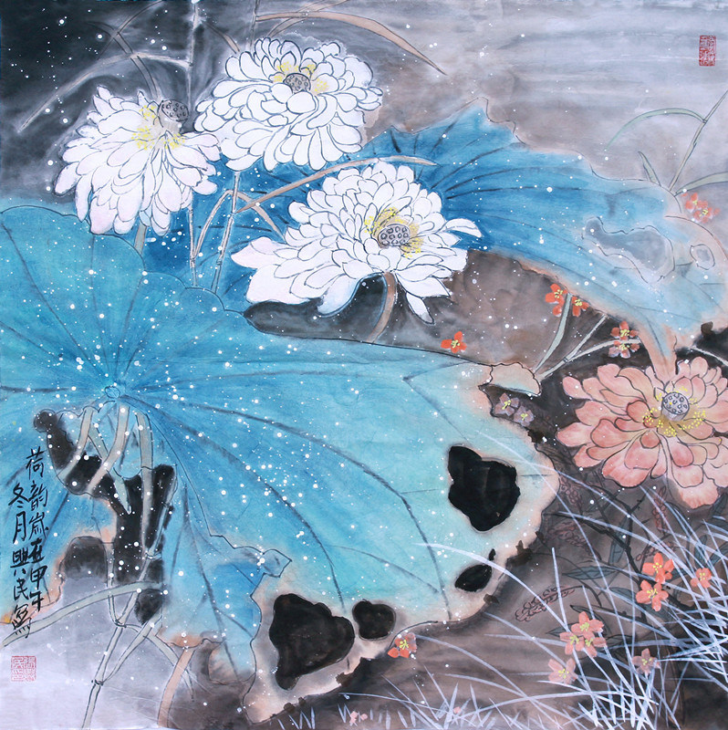 Lotus-Traditional Chinese Birds and Charming and Delicate Flowers Brushwork