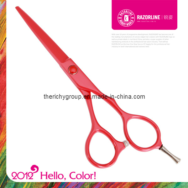 Red Teflon Coating Convex-Edge Stainless Steel Barber Scissors R1 Red Hair Scissor