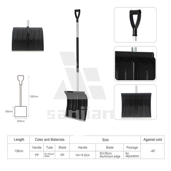 20-Inch Snow Shovel/Pusher Combo with Wear Strip and D-Grip Handle Snow Removal