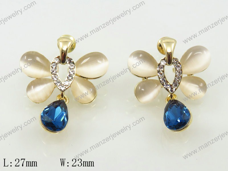 Fashion Gold Plated Double Earrings with Crystal Jewelry