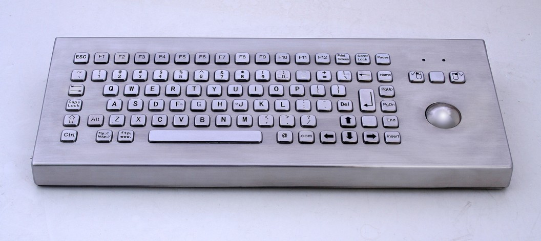 Desktop Metal Keyboard With Function Keys With Integrated 38mm Stainless Steel Laser Trackball (Rear Mount Solution)