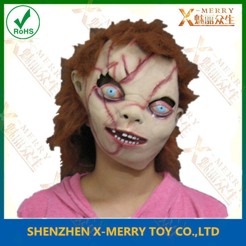 X-Merry Bride of Chucky Latex Evil Puppet Scary Mask Horror Ghost Chucky Terrified Costume Mask