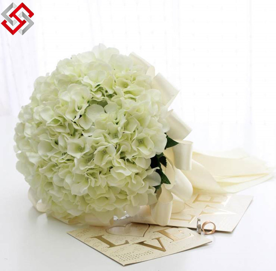 Artificial Faux Silk Hydrangea Wedding Flower Bridal Bouquet Posy