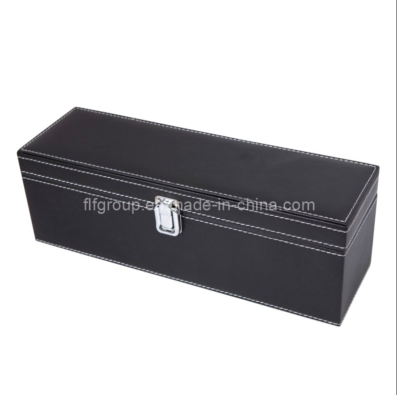 Stylish Design Black Stock PU Leather Wine Box (FG8006)