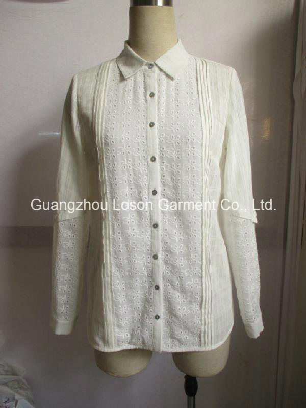 Ladies Fashion Clothes Simple Women Casual Woven Cotton Shirt