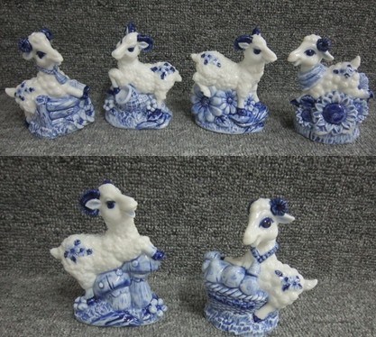 Ceramics Sheep Figurine Hand-Painting