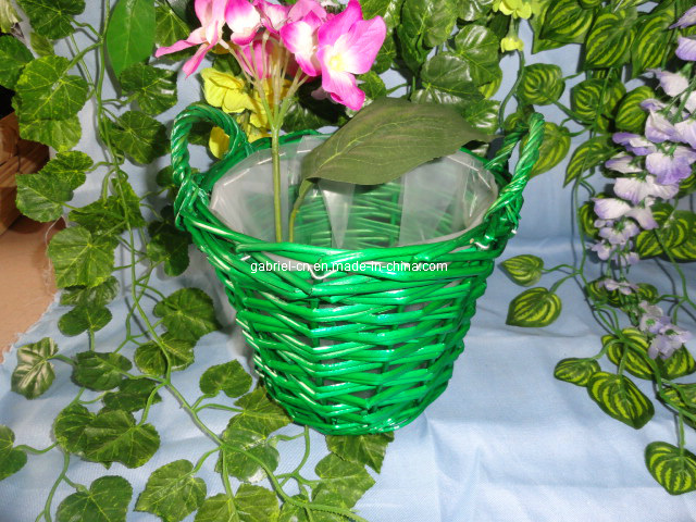 Green Willow Flower Basket (WFB007)