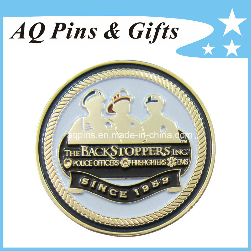 Soft Enamel Metal Coin with Gold Plating, Challenge Coin