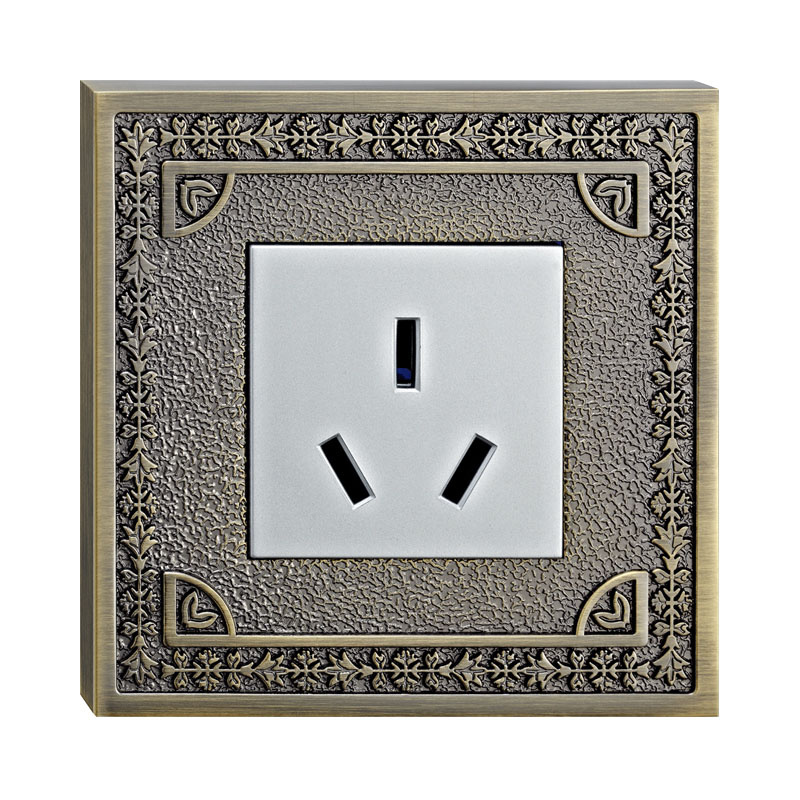 Wall Power Socket with Brass Plate