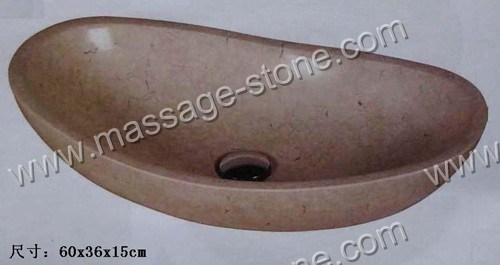 Beige Oval Marble Basin/Sink for Bathroom