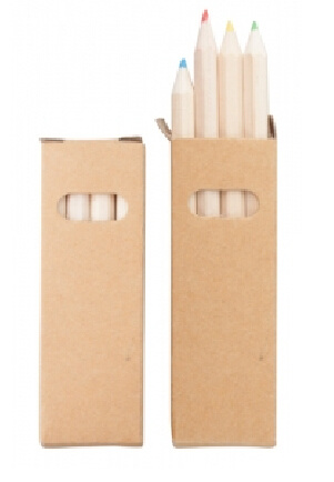 4 Mini Natural Colored Pencils with Paper Box