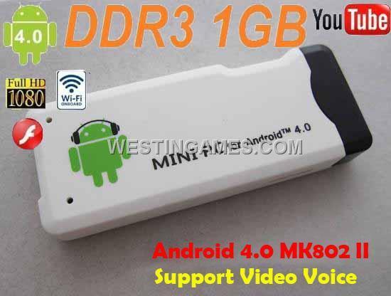 New Mk802 Android 4.0 Mini PC Google TV Player W/ WiFi / 1.5GHz 1g RAM 4G ROM / HDMI - White/Black