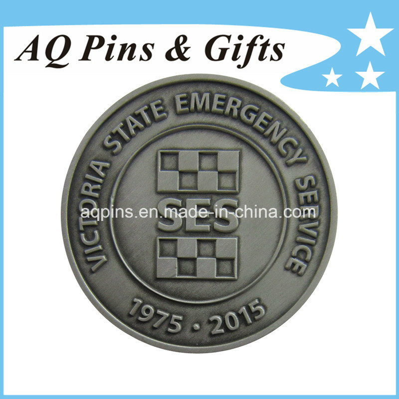 Souvenir Coin with Antique Silver Plating No Colour, Challenge Coin